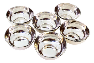 Silver Washbasins with Pearly Edges, Set of 6