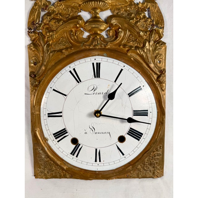 Metal Antique, French, Repousse, Comtoise Stunning Wall Clock, 1800s Working For Sale - Image 7 of 10