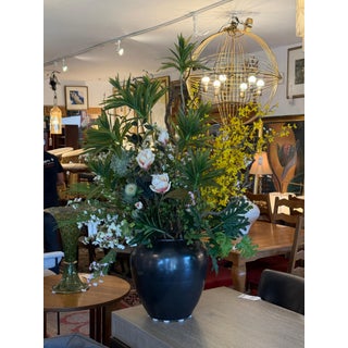 Sculptural Magnolia + Forsythia Silk Botanical Arrangement For Sale