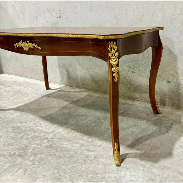 Rococo Rococo Style Coffee Table – Elegant Copper Gold Finish With Ornate French Details For Sale - Image 3 of 7