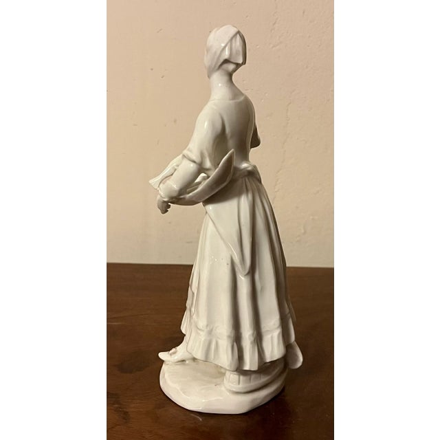 Ceramic Antique 18th Century Vienna Porcelain Blanc De Chine Figure of a Fish Seller For Sale - Image 7 of 11