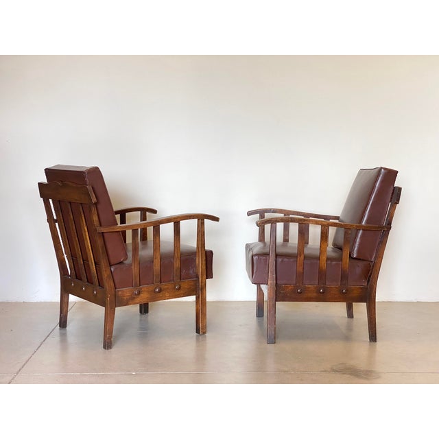 Set of Rustic Oak Armchairs, 1960s For Sale - Image 4 of 16