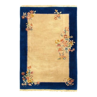 Pasargad DC Ivory Fine Hand Knotted Chinese Antique Art Deco Rug For Sale