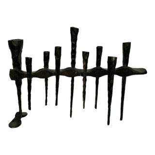 Mid 20th Century Brutalist Iron Menorah by David Palombo For Sale