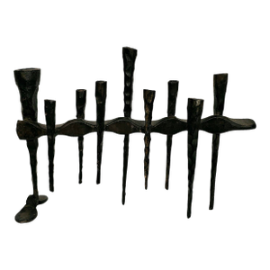 Mid 20th Century Brutalist Iron Menorah by David Palombo