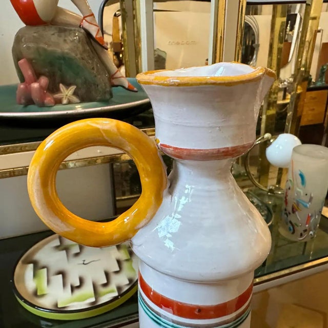 1970s Modernist Hand-Crated and Painted Ceramic Unique Piece Sicilian Jug For Sale - Image 12 of 12