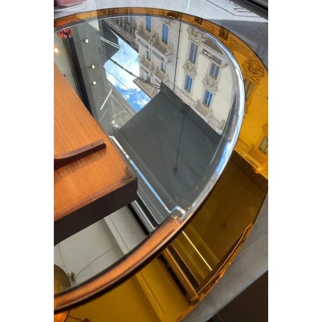 Wall Mirror with Amber Glass Border, 1950s For Sale - Image 4 of 9