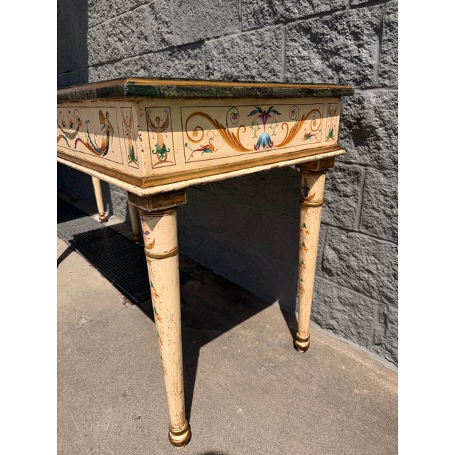 Traditional Vintage Venetian-Style Crème Peinte and Polychrome Console Table For Sale - Image 3 of 9