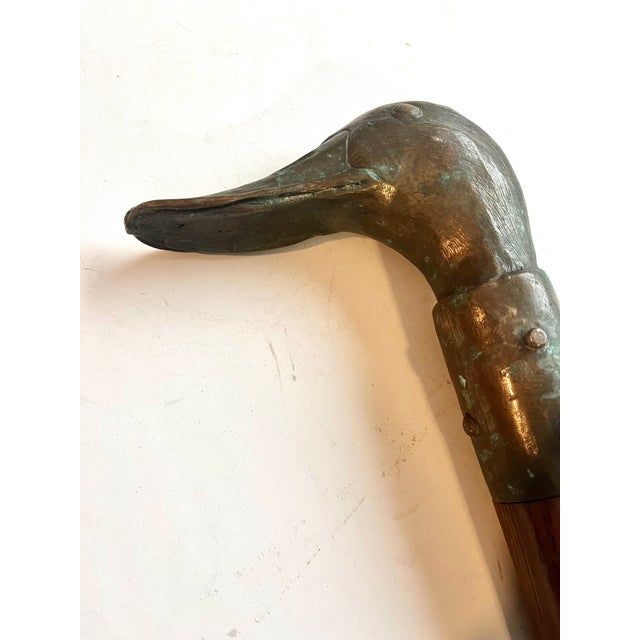 Antique Handcrafted Copper Duck Head Handle Walking Cane For Sale - Image 11 of 11
