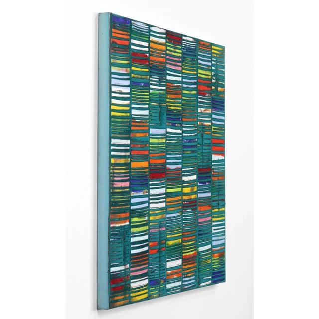 "Happy Turquoise 21-9" Contemporary Abstract Mixed-Media Painting by Petra Rös-Nickel For Sale In Los Angeles - Image 6 of 9