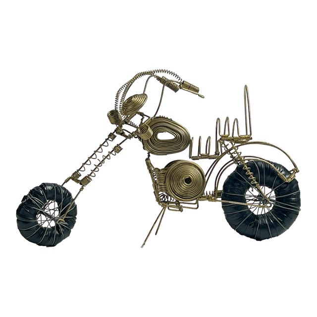 Vintage Wire Motorcycle Sculpture For Sale