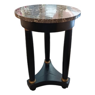 French Neoclassical Gueridon Style Table with Grey Marble, 1800s For Sale