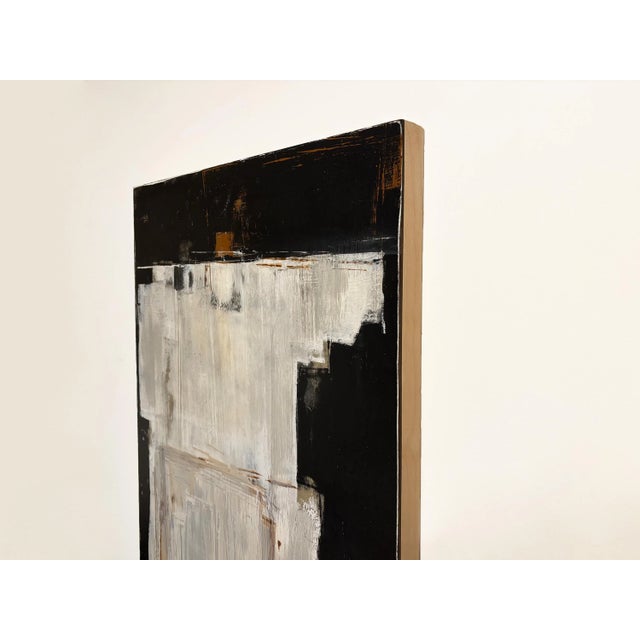 Contemporary "Foundation" Black Abstract Art, Original Large Contemporary Modern Painting by JTS For Sale - Image 3 of 11