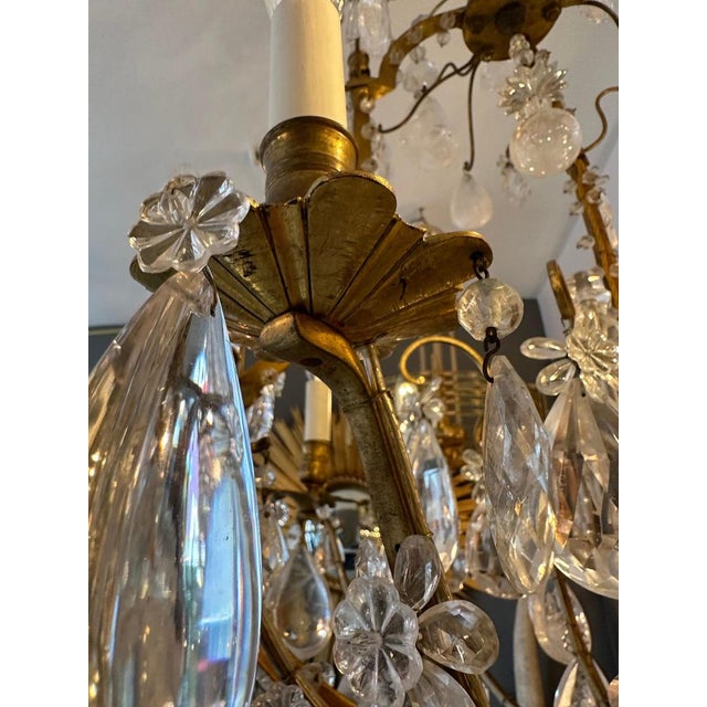 Large Antique French Rock Crystal and Gilt Bronze Chandelier For Sale - Image 16 of 18