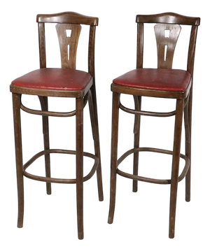 Mid 20th Century Pr. Bentwood Counter Stools by Thonet