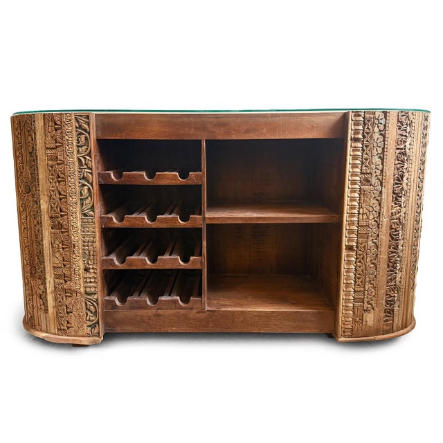 Indian Vintage Oval Wood Moulding Bar Counter For Sale - Image 3 of 13