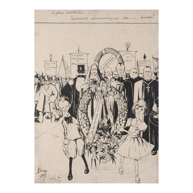 Bruno Angoletta, The Catholic Glories, China Ink, 1907 For Sale