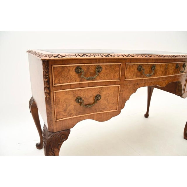 Burr Walnut Desk with Leather Top, 1930s For Sale - Image 9 of 13