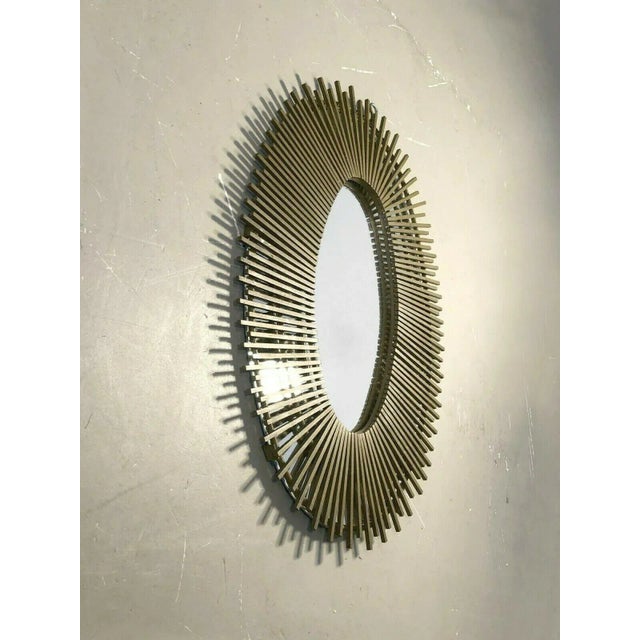 Glass French Craft Iron Sun Mirror, 1950s For Sale - Image 7 of 7