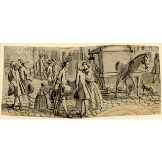 After Reinier Vinkeles, Amsterdam Street Scene with Horse Sleigh, 18th Century, Watercolor For Sale