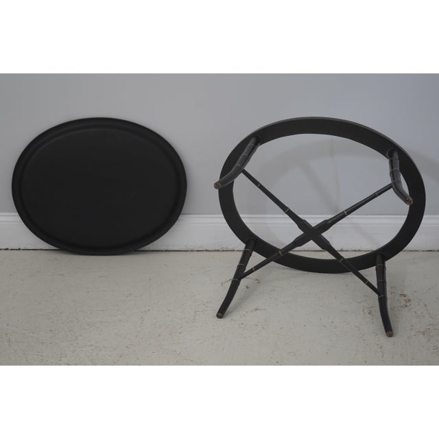 Vintage Black and Gold Toleware Tray Top Table For Sale - Image 16 of 16