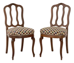 Louis XV Style Carved Walnut Side Chairs, Pair