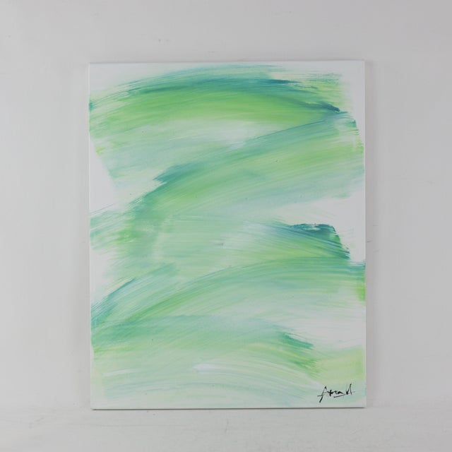 Emerald "Emerald Tide" Contemporary Abstract Minimalist Painting For Sale - Image 8 of 8