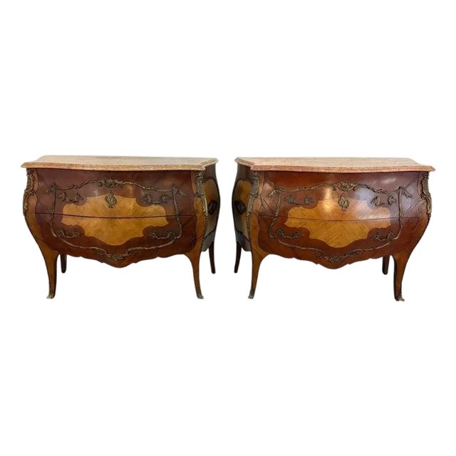 Pair of Spanish Bombe Chests With Portuguese Marble Tops For Sale