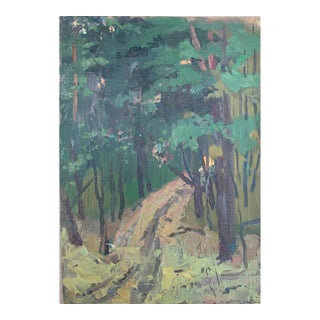 1960s Impressionism Oil Painting, Forest Landscape by Sokolovsky, 1960s 34-23 For Sale