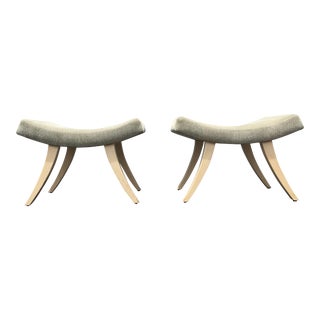 1980s Saber Leg Ottomans or Stools - A Pair For Sale
