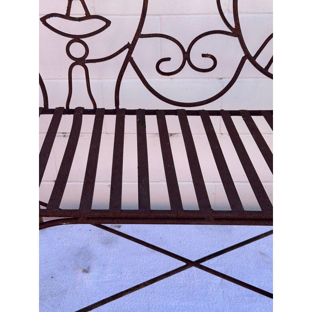 1980s John Risley Style Inspired Man and Woman Pop Art Iron Bench For Sale - Image 18 of 18