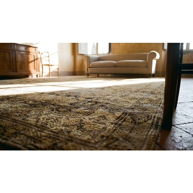 1920s Brown Medallion Antique Persian Malayer Carpet 5'1" X 6'1" Knotted Wool Rug For Sale - Image 12 of 12