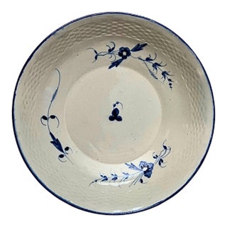 Antique 18th C Caughley Salopian Porcelain Plate – Hand Painted Blue Floral Sprig, Rare Early Period For Sale