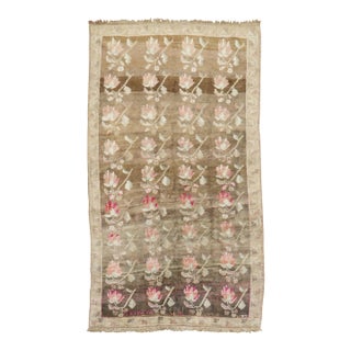 Stunning Floral Soft Brown Gallery Size Turkish Rug, Dated 1969 For Sale