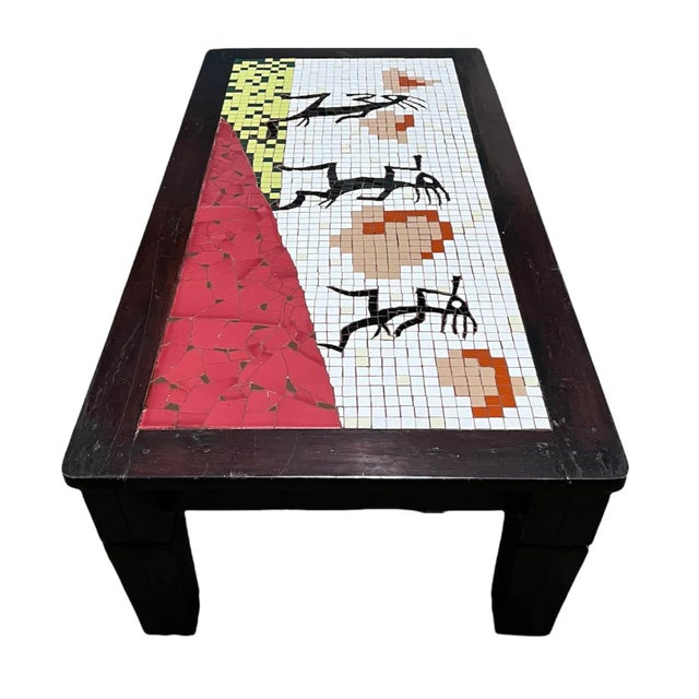 Sculpture Materials Early 20th Century Kokopelli Figurative Southwestern Mosaic Tile Coffee Table For Sale - Image 7 of 12