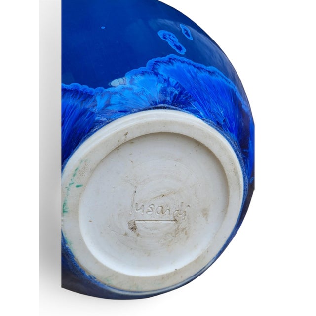 Vase in Glazed Porcelain with Blue Crystallizations by Patrice Lusardi, 1980s For Sale - Image 6 of 15