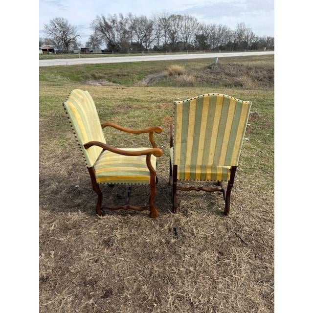 French Country Large 19th Century French Country Solid Walnut Bergère or Armchair- A Pair For Sale - Image 3 of 17