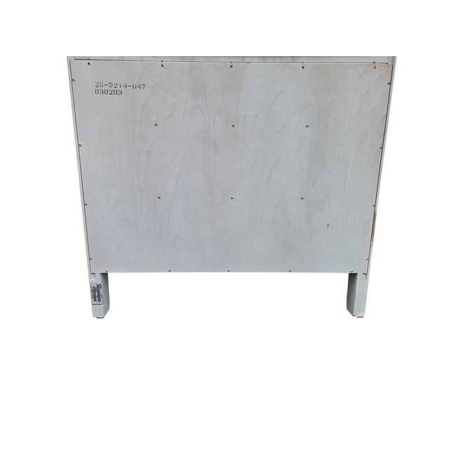 1990s Ethan Allen Country French Linen Chest Armoire Dresser Chifforobbe White Wood For Sale - Image 13 of 15