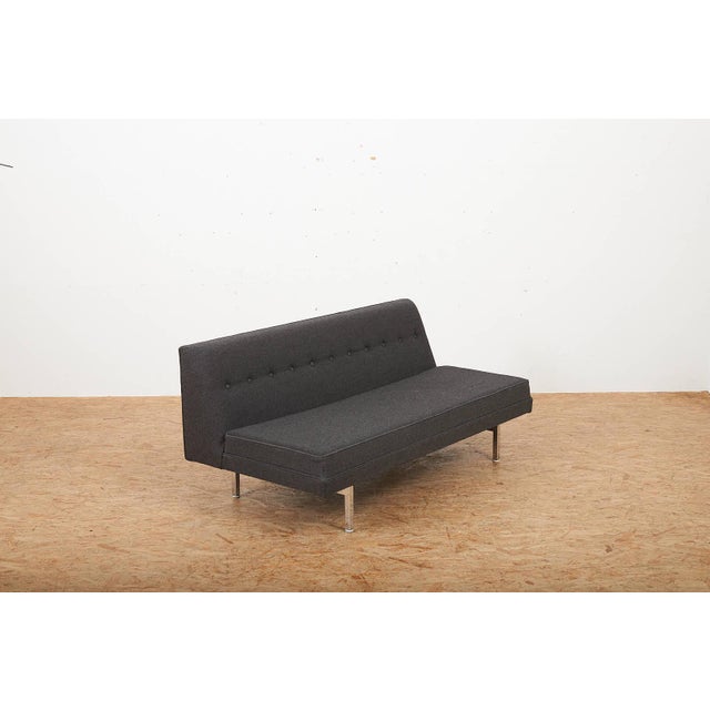 Black Modular Seating Sofa in Black Lacquered Steel Frame and Square Chrome-Plated Legs by George Nelson & Associates for Herman Miller, 1955 For Sale - Image 8 of 12
