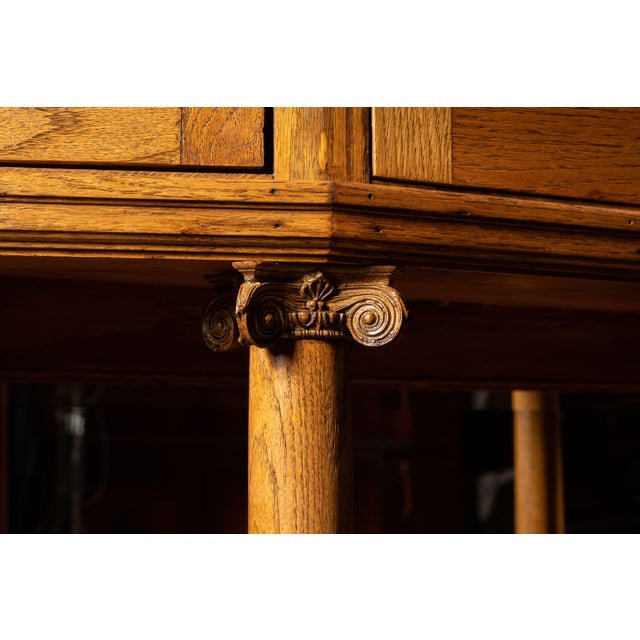 Early 20th Century Early 20th Century Massive Oak Sideboard Hutch With Columned Buffet For Sale - Image 5 of 9