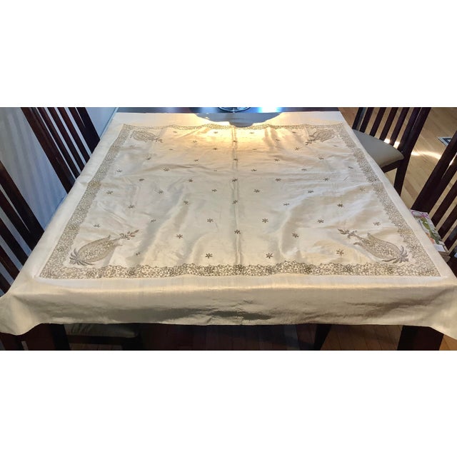Sethi & Sethi Asian Zardosi Embroidered Beaded Silk Dupioni Throw/ Tabletopper For Sale - Image 4 of 9