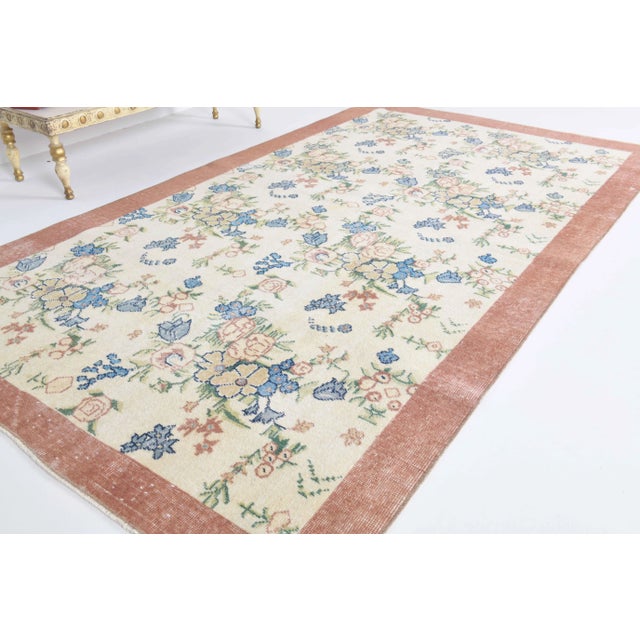 Vintage Turkish Oushak Handmade Wool Cotton Beige Area Rug For Sale - Image 4 of 11