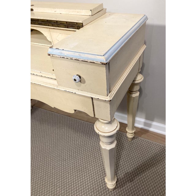 Early 20th Century Cream and Pale Blue Spinet Writing Desk For Sale In Chicago - Image 6 of 18
