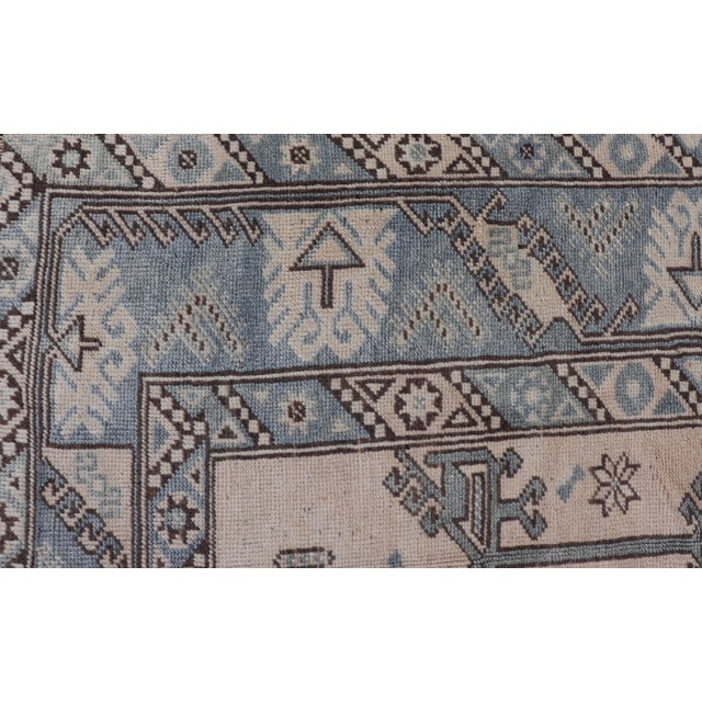 Textile Vintage Turkish Oushak Rug With Warm Earth Tones and Geometric Patterns 4'1 X 6'9 For Sale - Image 7 of 10