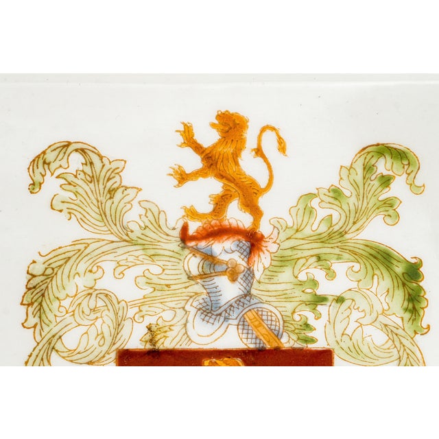 Ceramic Stately Pair Vintage Porcelain Armorial Catchall Trays Heraldic Coat of Arms Dish Gold Gilt English Country Home Decor For Sale - Image 7 of 16