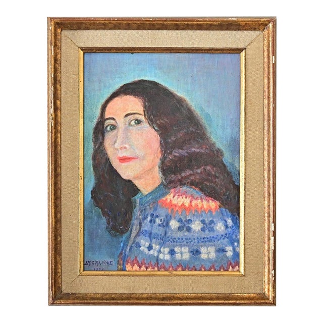 French Vintage 1978 Framed Portrait For Sale