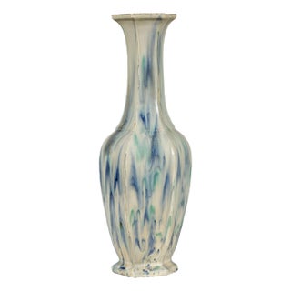 Multi-Color Vase with Blue and Green Drip Accent on Cream Ground For Sale