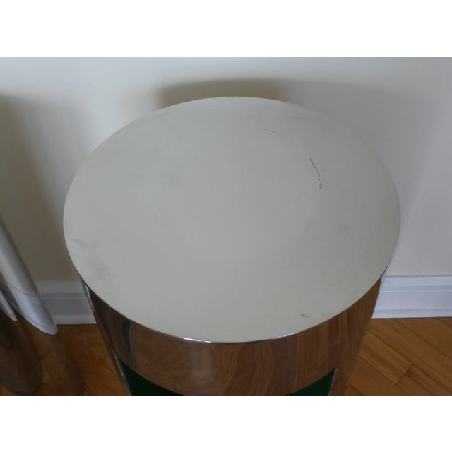 1970's Pace Style Polished Stainless Steel Pedestals - a Pair For Sale - Image 9 of 11