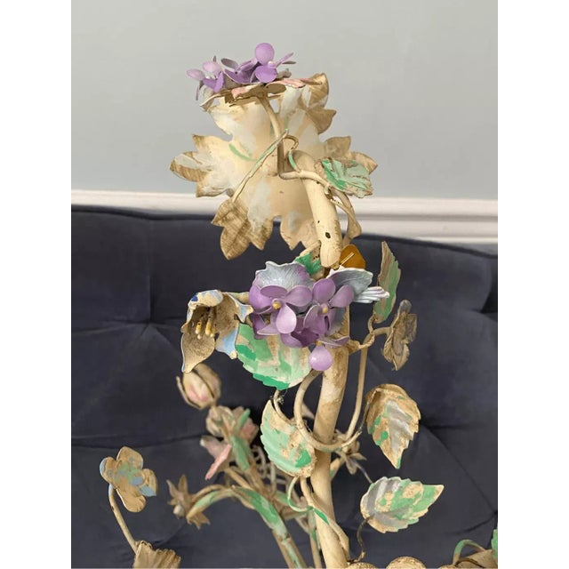 Metal Pastel Pink, Blue and Mint Shabby Chic Florence Style Wrought Chandelier, 1960s For Sale - Image 7 of 12