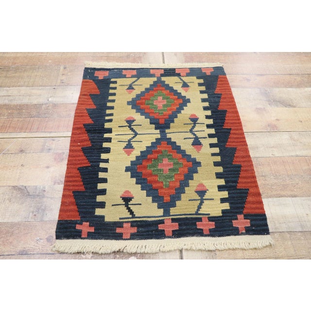 Textile Vintage Persian Shiraz Kilim Rug - 02'01 X 02'10 For Sale - Image 7 of 9